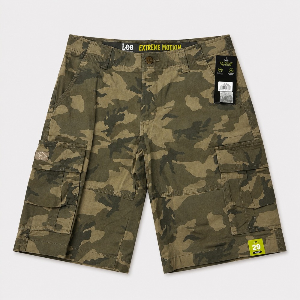 Lee Extreme Motion Mens 29 Camo Cargo Shorts Stretch Performance NWT